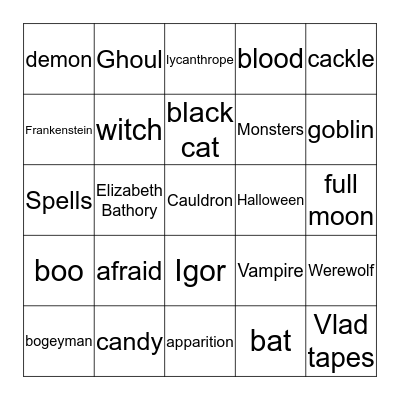 Happy Halloween  Bingo Card