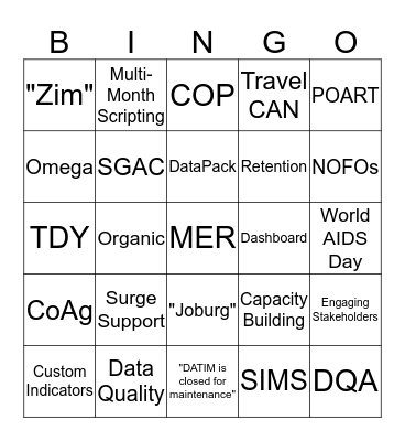 MEDAB Branch Retreat Bingo Card