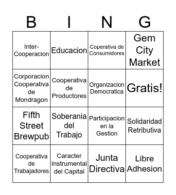 CO-OP BINGO ! Bingo Card