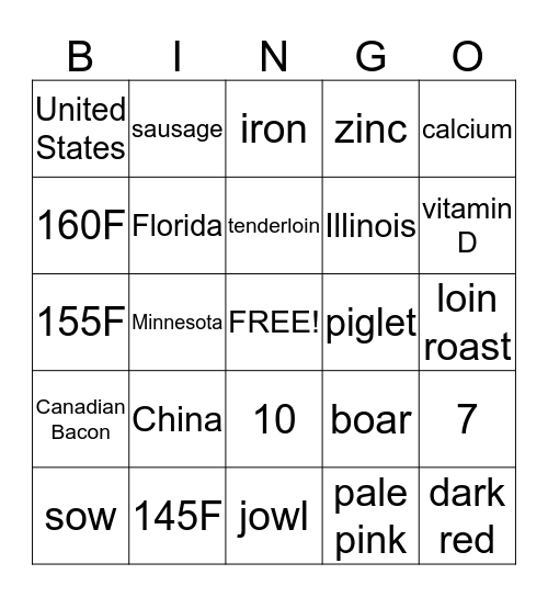 Cutting Board Bingo Card