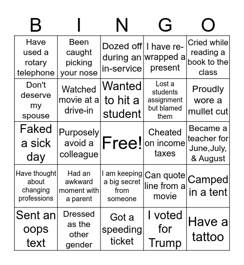 DeKalb Teacher Bingo (2) Bingo Card