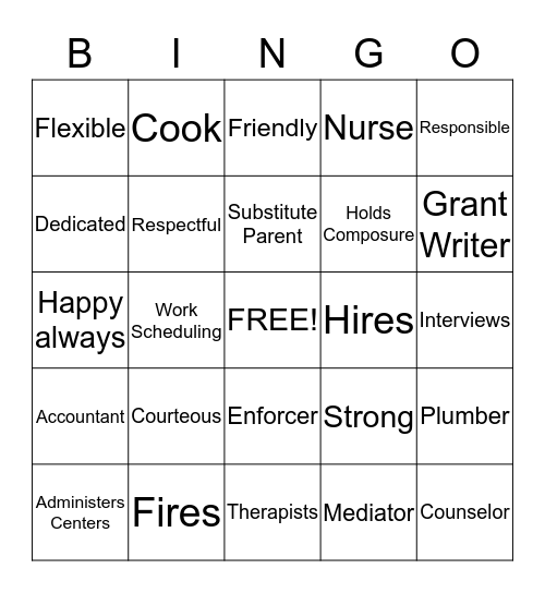 Describing an ECE Administrator Bingo Card