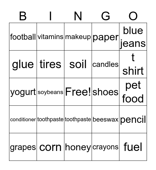 Agriculture Bingo  Bingo Card