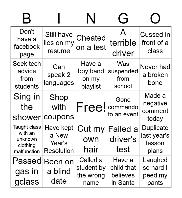 DeKalb Teacher Bingo (1) Bingo Card