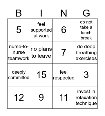 Burnout Bingo Card