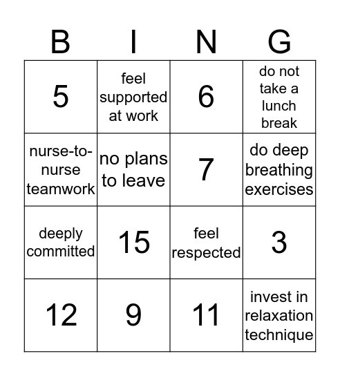 Burnout Bingo Card