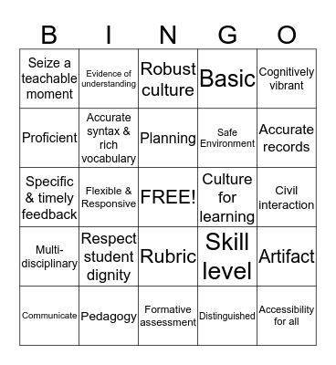 TPEP Bingo Card