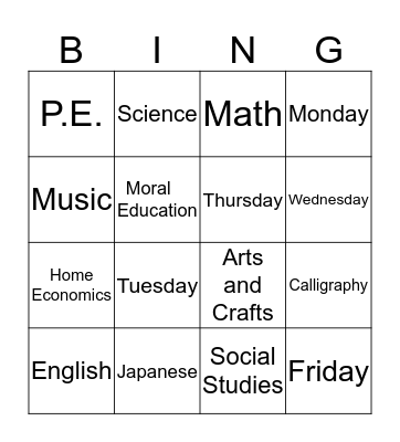 What Do You Have On Monday Bingo Card