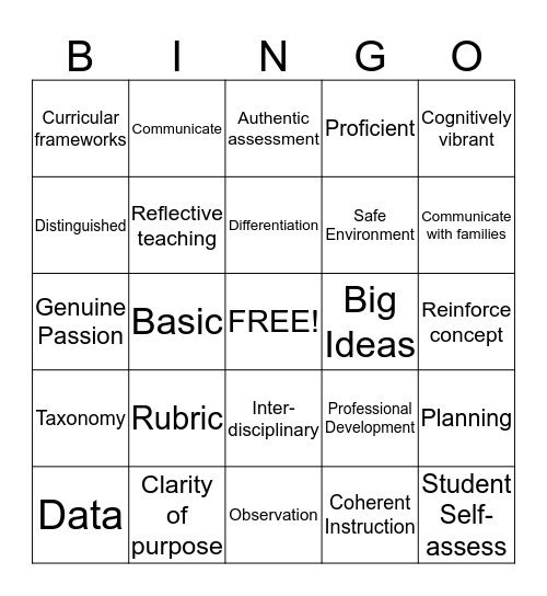 TPEP Bingo Card