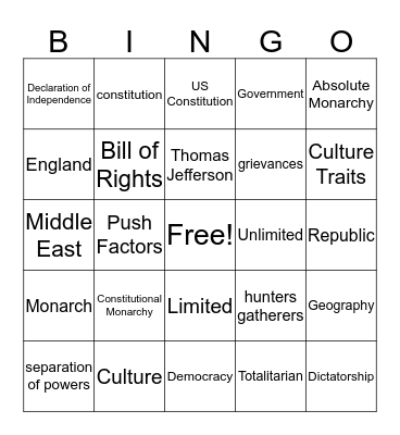 Review Bingo Card