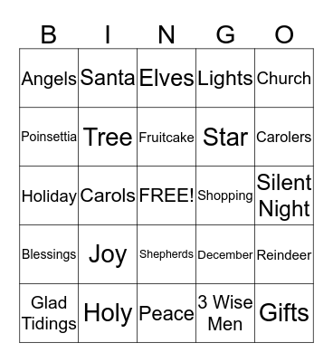 Christmas Bingo Card