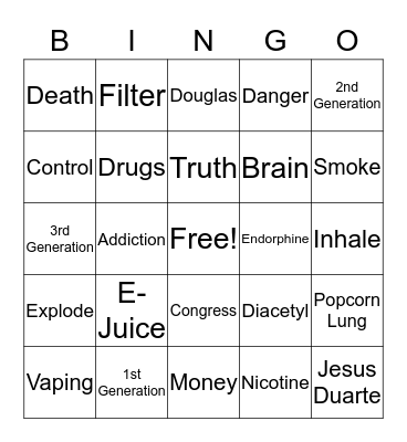 VAPING Bingo Card