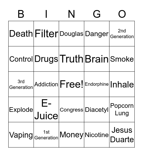 VAPING Bingo Card