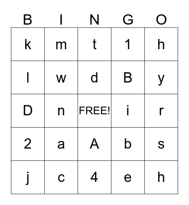 Alphabet Bingo Card