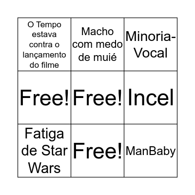 Desculpas da Disney quando SW EP 9 floppar Bingo Card