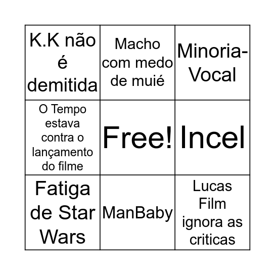 Desculpas da Disney quando SW EP 9 floppar Bingo Card