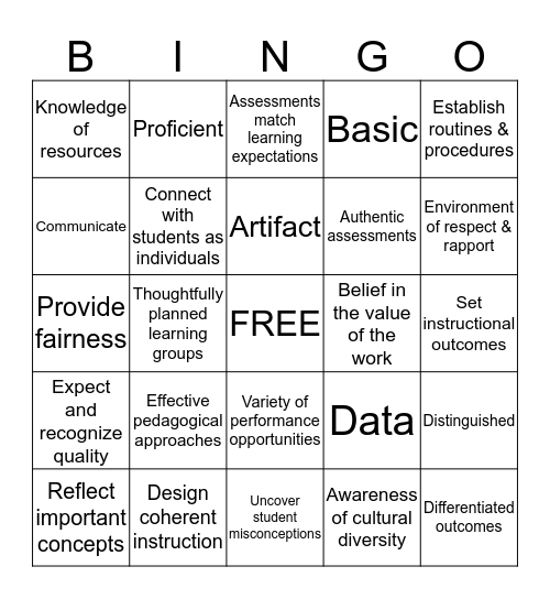 TPEP Bingo Card