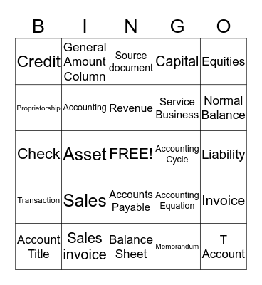 Accounting Bingo Card