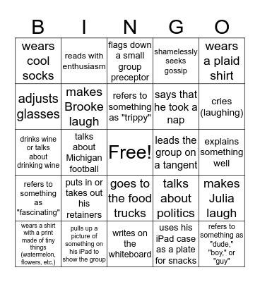 Nolan Bingo Card