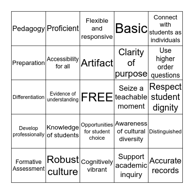 TPEP Bingo Card