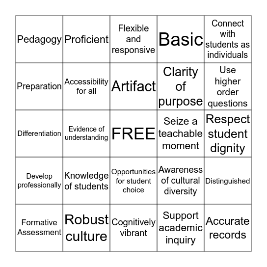 TPEP Bingo Card