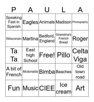 Happy Birthday Paula! Bingo Card