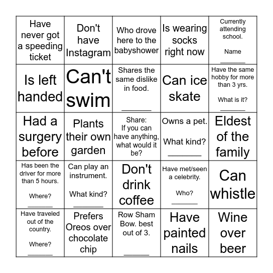 Getting To Know Each Other Bingo Card