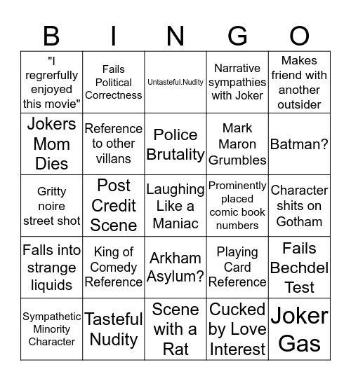 Joker Bingo Card