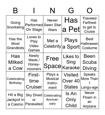 Meet Your Fellow Cruiser Bingo Card