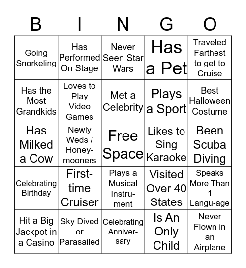 Meet Your Fellow Cruiser Bingo Card