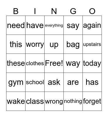 Ready for school 1 Bingo Card