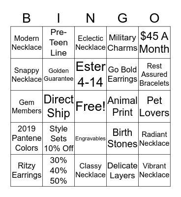 Bingo Blingo Bingo Card