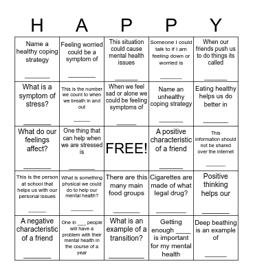 HAPPY HAPPY HAPPY Bingo Card