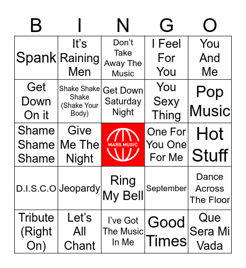 Mattijs Dance Classics Bingo Card