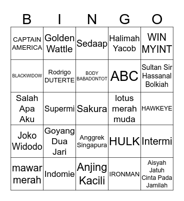 NICHOLAUS Bingo Card