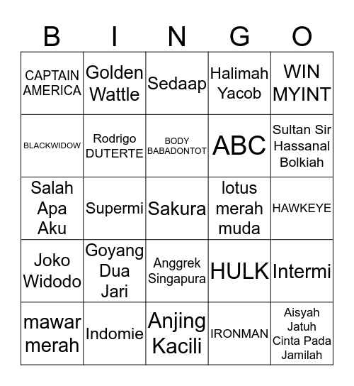 NICHOLAUS Bingo Card