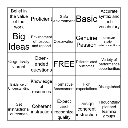 TPEP Bingo Card