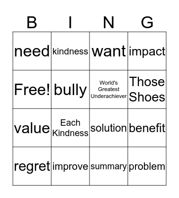 Unit 1 Vocabulary BINGO Card