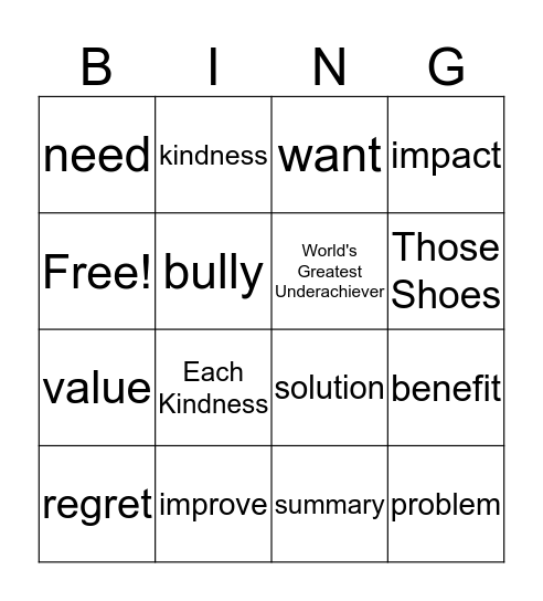 Unit 1 Vocabulary BINGO Card