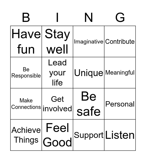 Mission & Outcomes Bingo Card