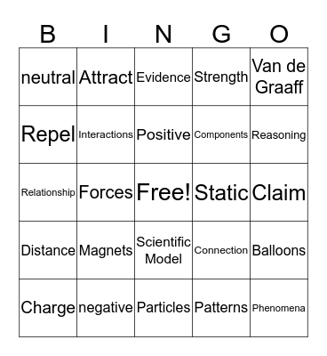 Science Bingo Card