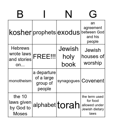 Judaism Bingo Card
