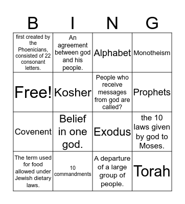 Judaism  Bingo Card