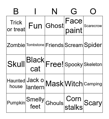 Fall Campout Bingo  Bingo Card