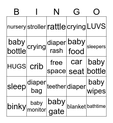 Baby Bingo Card