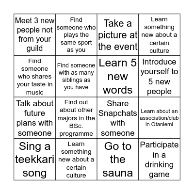 BSc. in Technology Bingo Card