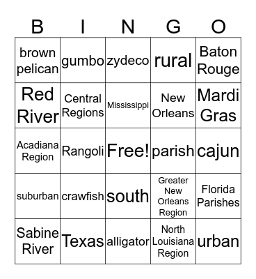 LOUISIANA! Bingo Card