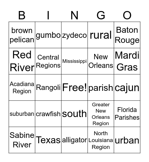 LOUISIANA! Bingo Card