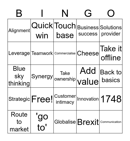 Buzzword Bingo Card