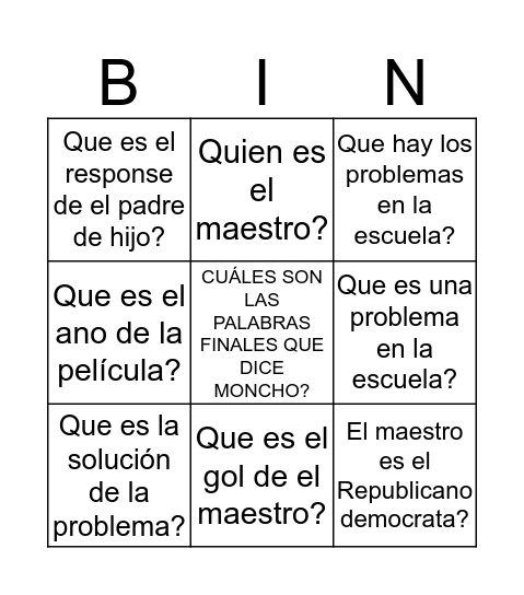 LA LENGUA DE LOS MARIPOSAS Bingo Card